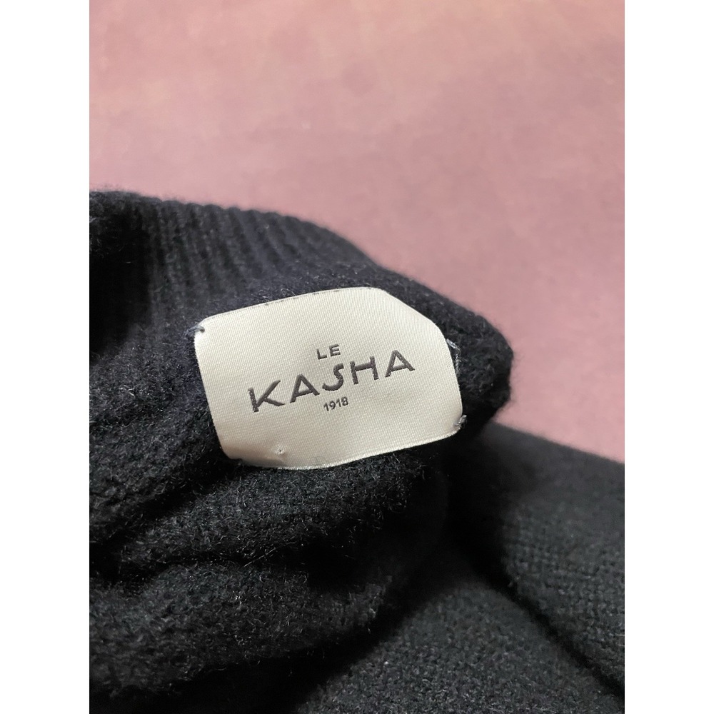 Le Kasha $900 Black 100% Organic Cashmere Black Turtleneck Sweater Size S/M - Picture 10 of 11